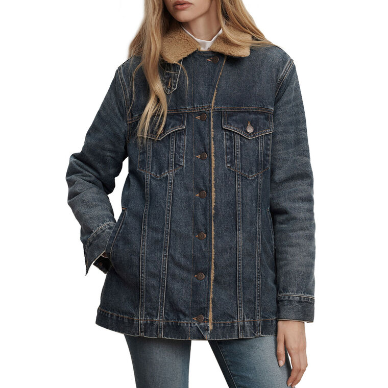 Donna Denim Jacket With Sherpa Lining image number null
