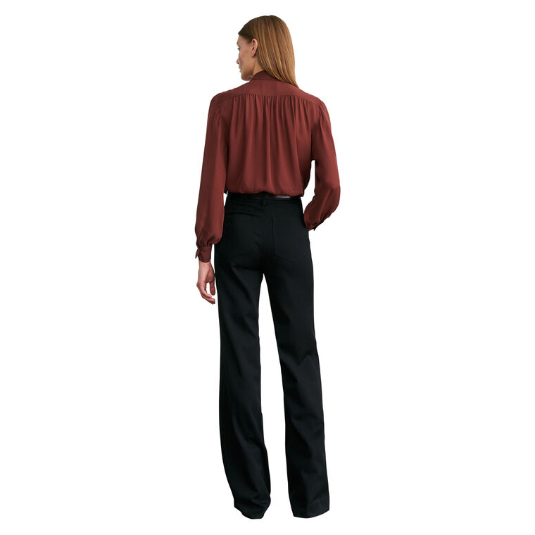 Revi Long Sleeve Shirred Silk Blouse image number null