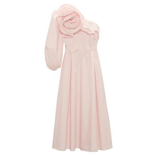 Poplin Power One-Sleeve Midi Dress