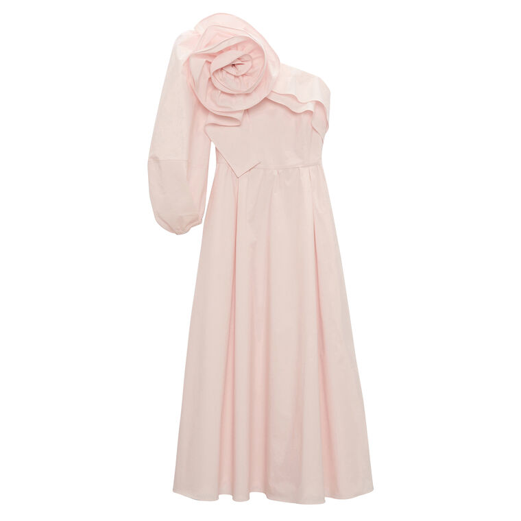 Poplin Power One-Sleeve Midi Dress image number null