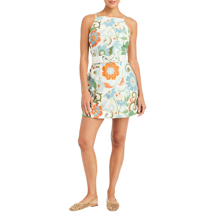 Havana Sleeveless Belted Mini Dress image number null