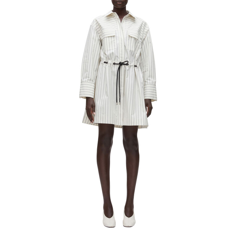 Long Sleeve Belted Mini Shirt Dress image number null