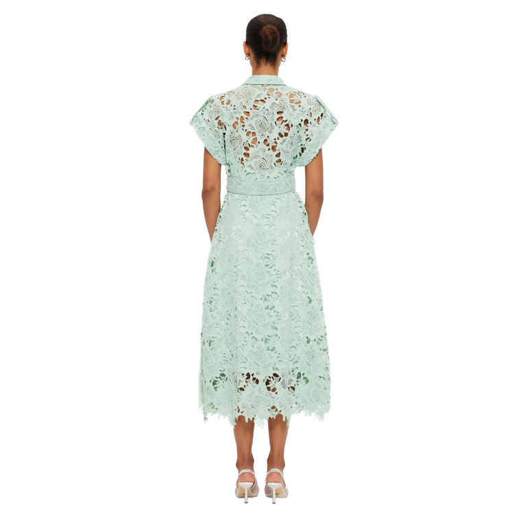 meghan markle green self portrait dress Mint Green Floral Lace Midi Dress – Elegant Resort Dinner Dress – LAI MENG  FIVE CATS