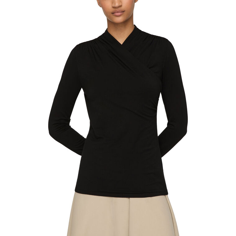 Nouveau Jersey Long Sleeve Ruched Wrap Front Top image number null