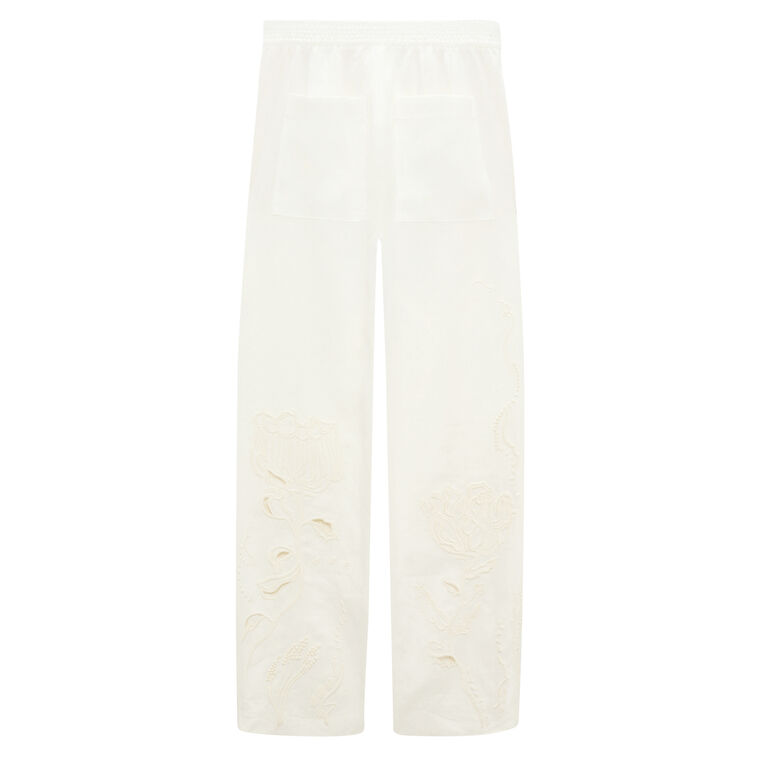 Embroidered Beauty Wide-Leg Linen Pant image number null