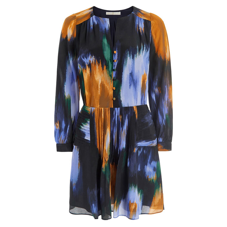 Vera Long Sleeve Silk Mini Dress image number null