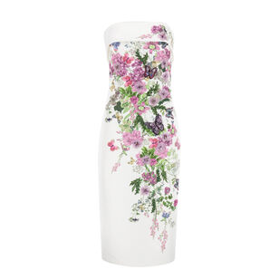 3D Butterfly Strapless Midi Dress