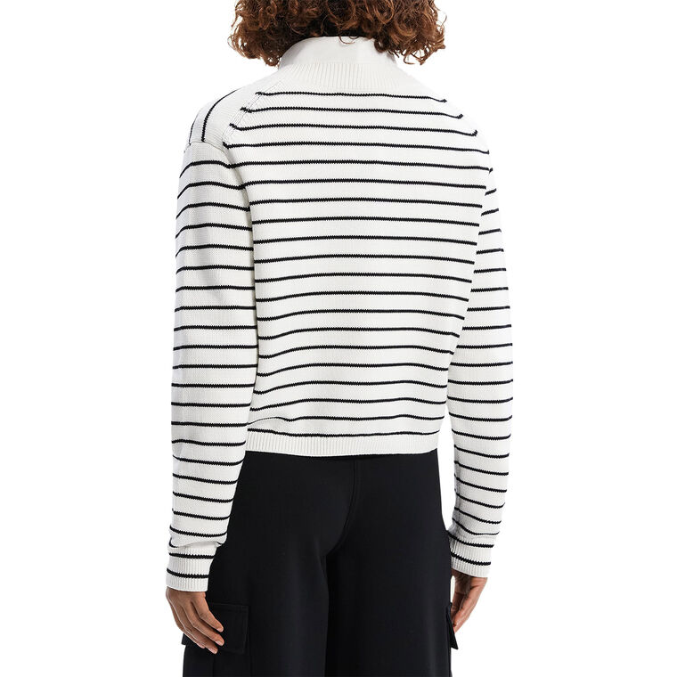 Waverly Cotton Stripe Cropped V-Neck Sweater image number null