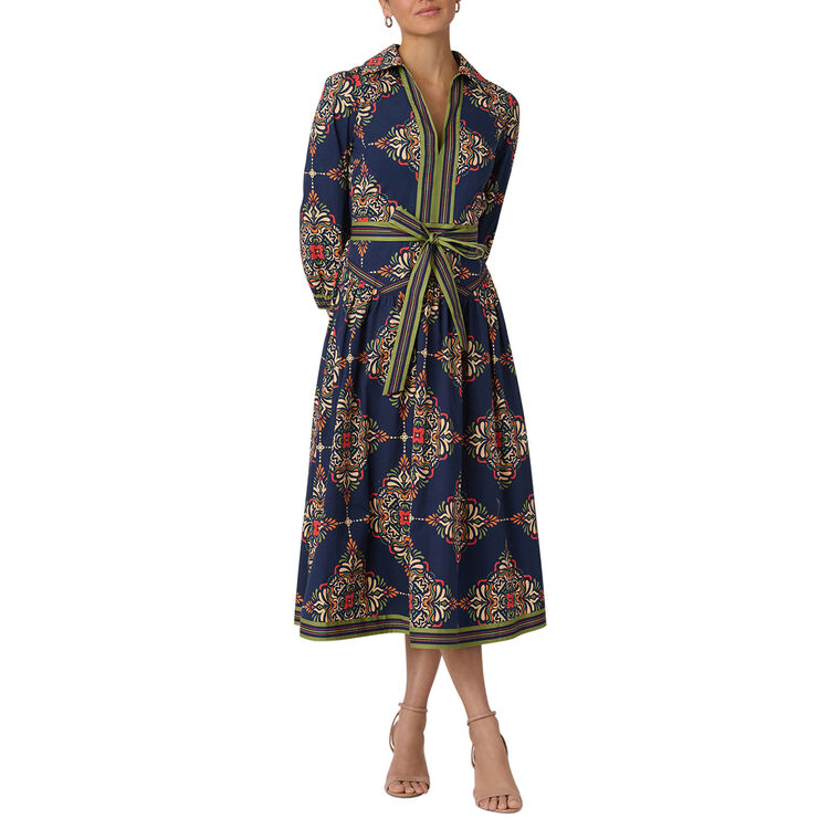 Lola Balloon Sleeve Midi Shirt Dress image number null