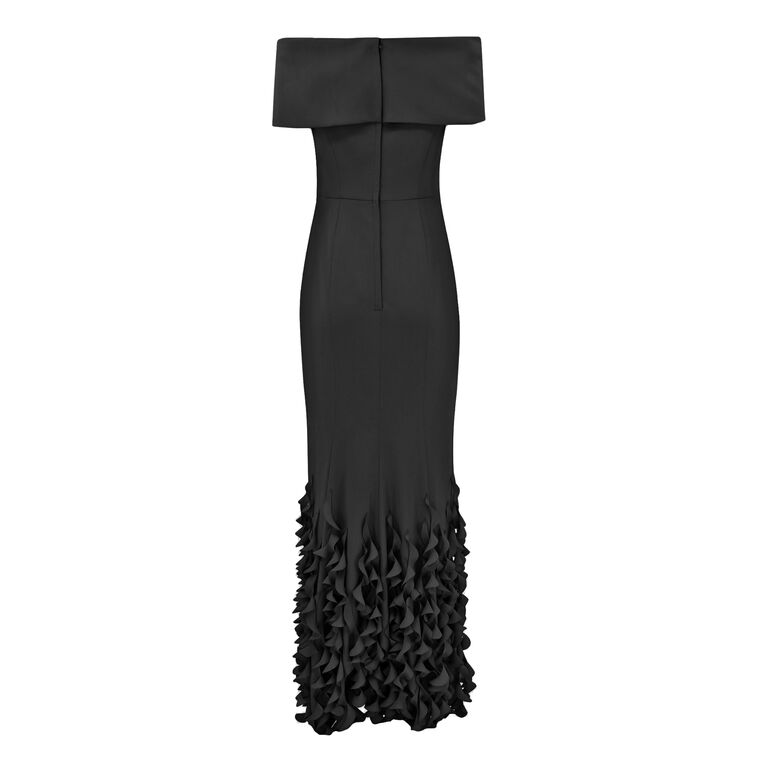 Off-Shoulder Roll Collar Gown With Spiral Hem image number null