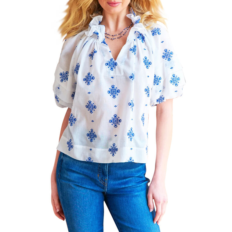 Lexie Short Sleeve Embroidered Top image number null