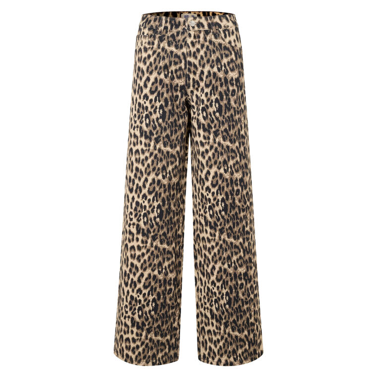 Nicette High-Waisted Leopard Wide-Leg Jean image number null