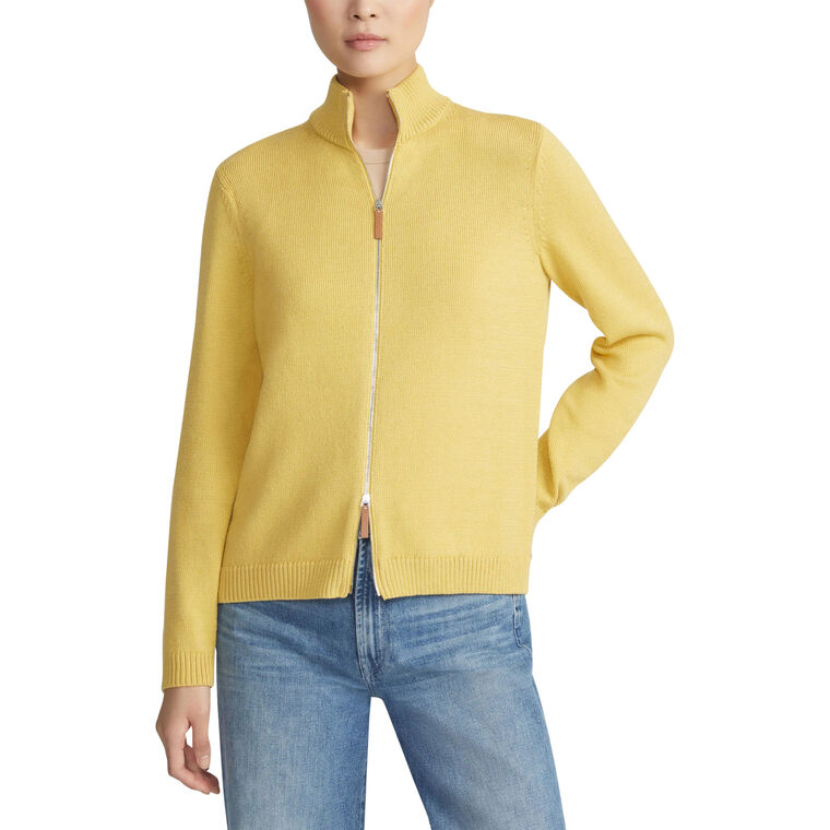 Cotton-Silk Tape Fitted Knit Bomber image number null