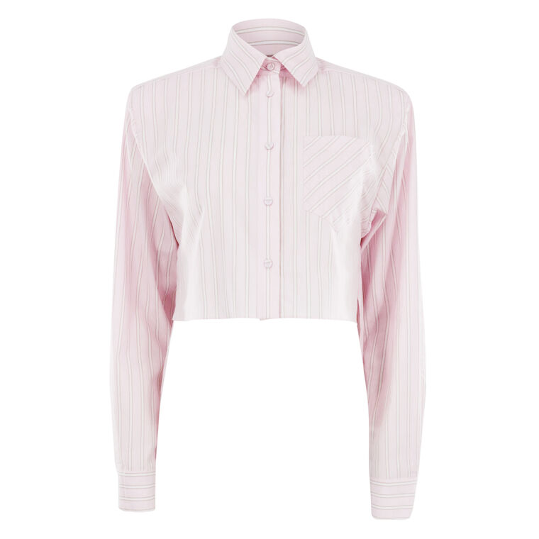 Randall Stripe Cotton Cropped Button Down image number null