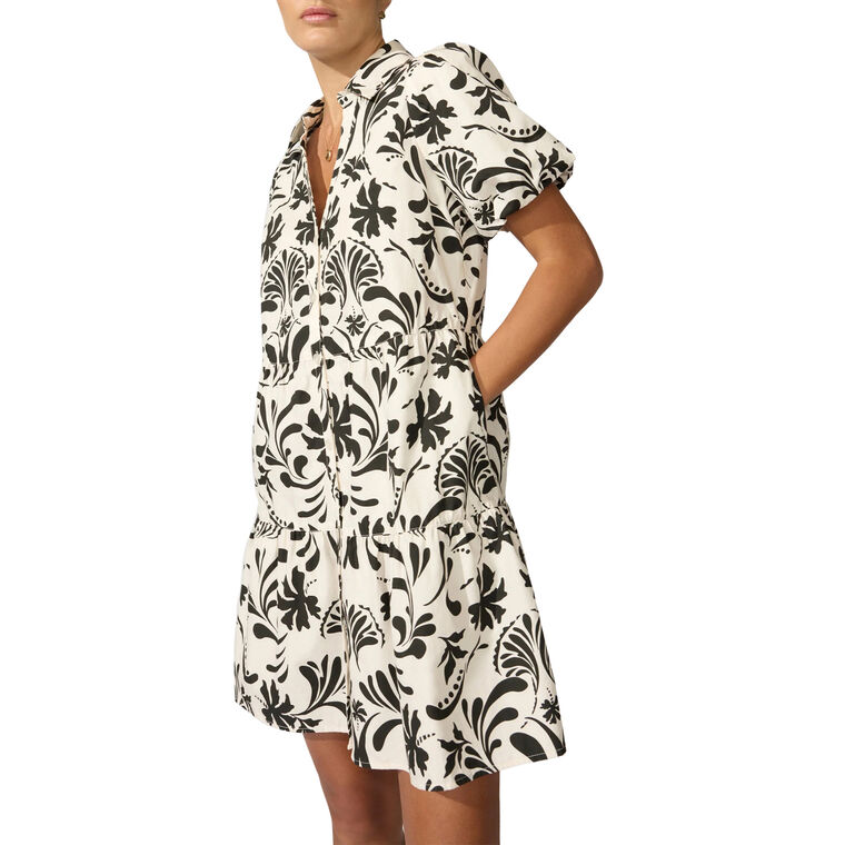Havana Puff Sleeve V-Neck Mini Dress image number null