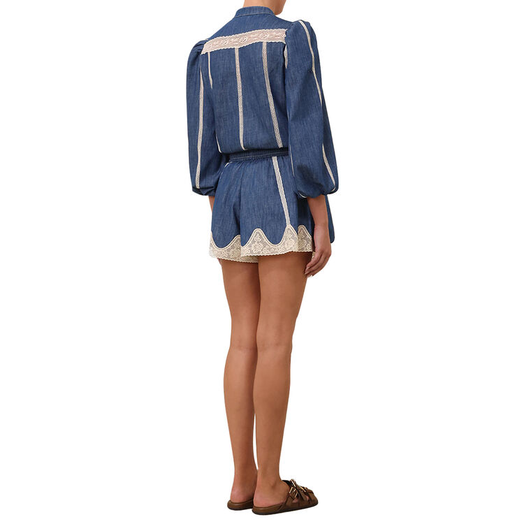 Awaken Lace Contrast Denim Short image number null