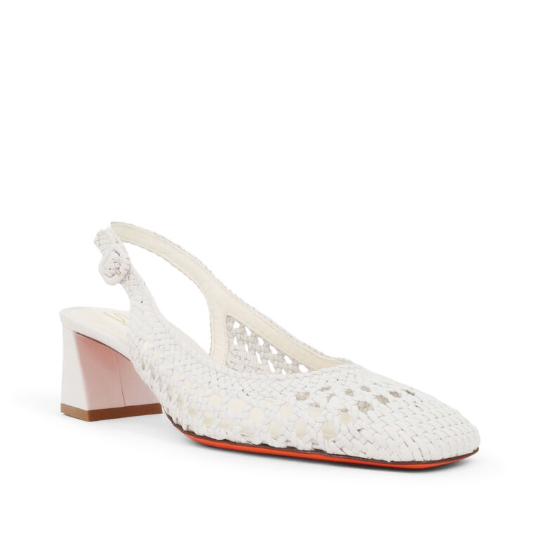 Laser-Cut Leather Slingback Pump image number null