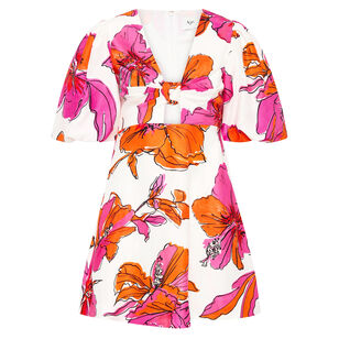 Overflow Knotted Short Sleeve Mini Dress
