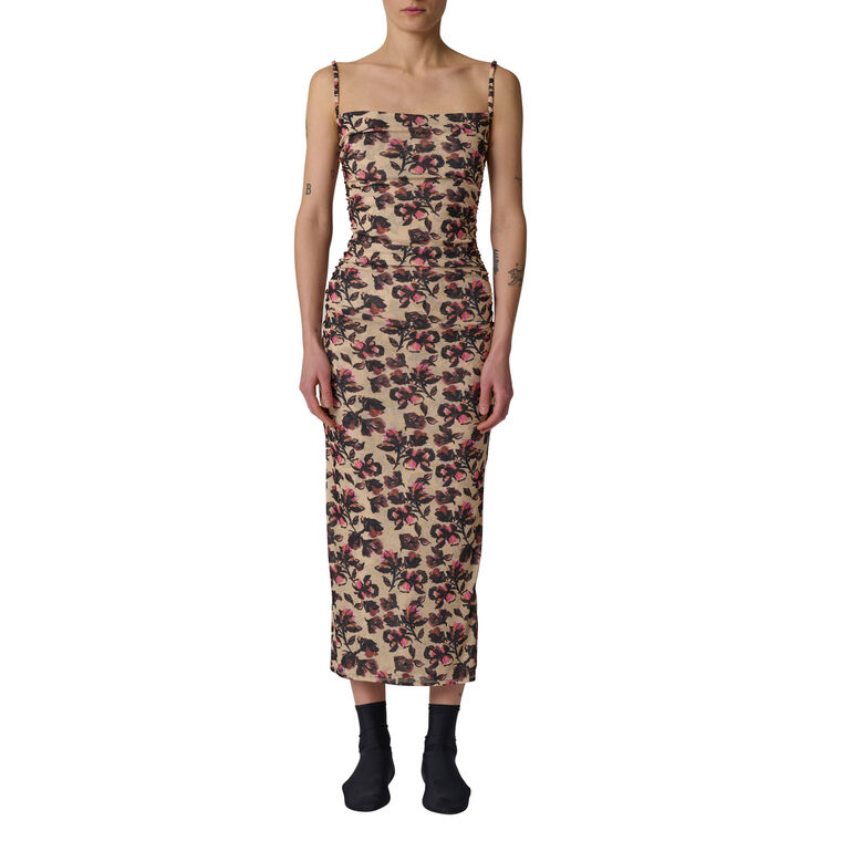 Nanushka Alexa Printed Mesh Jersey Sleeveless Midi Dress