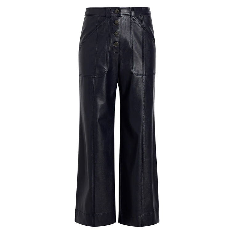 Benji Vegan Leather Patch Pocket Wide-Leg Pant image number null