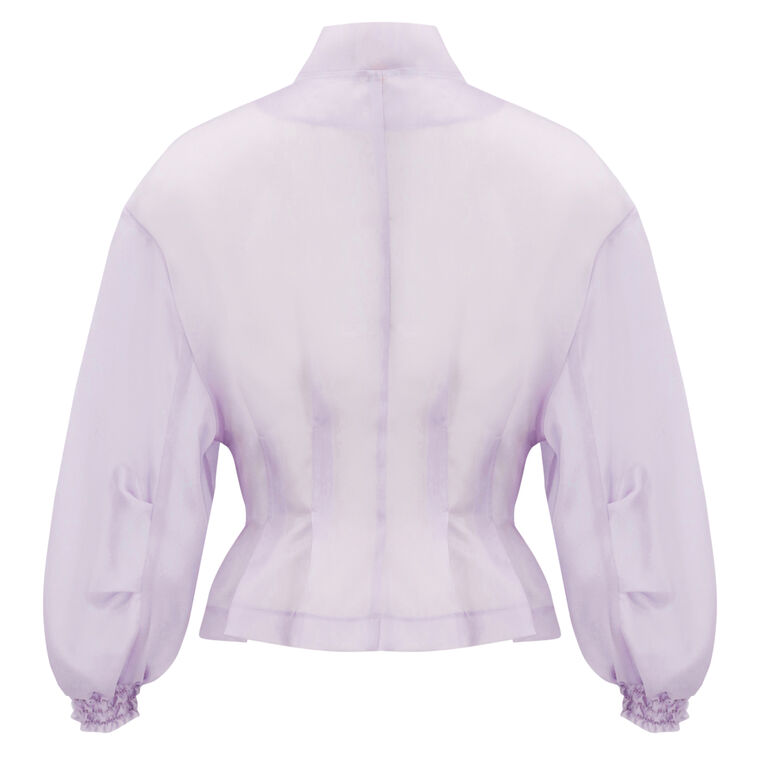 Nipped Waist Sheer Silk Bomber Jacket image number null