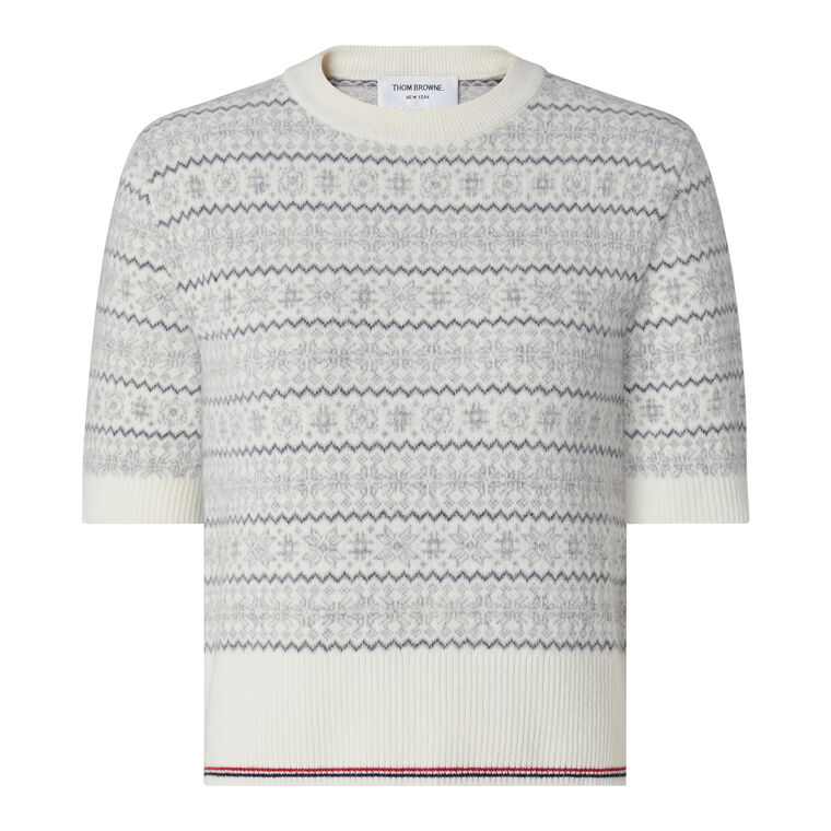 Snowflake Fairisle Short Sleeve Sweater image number null