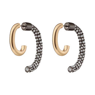 Pave Gold With Gunmetal Luna Earrings