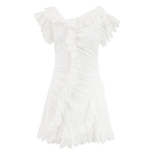 Marie Ruffled Broderie Anglaise Cotton Eyelet Mini Dress