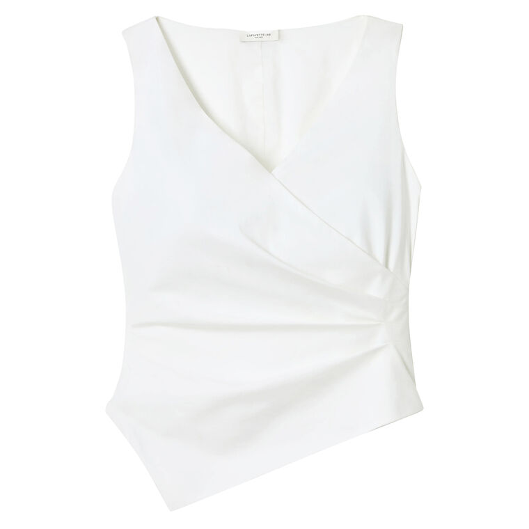 Stretch Cotton Sleeveless Wrap Front Top image number null