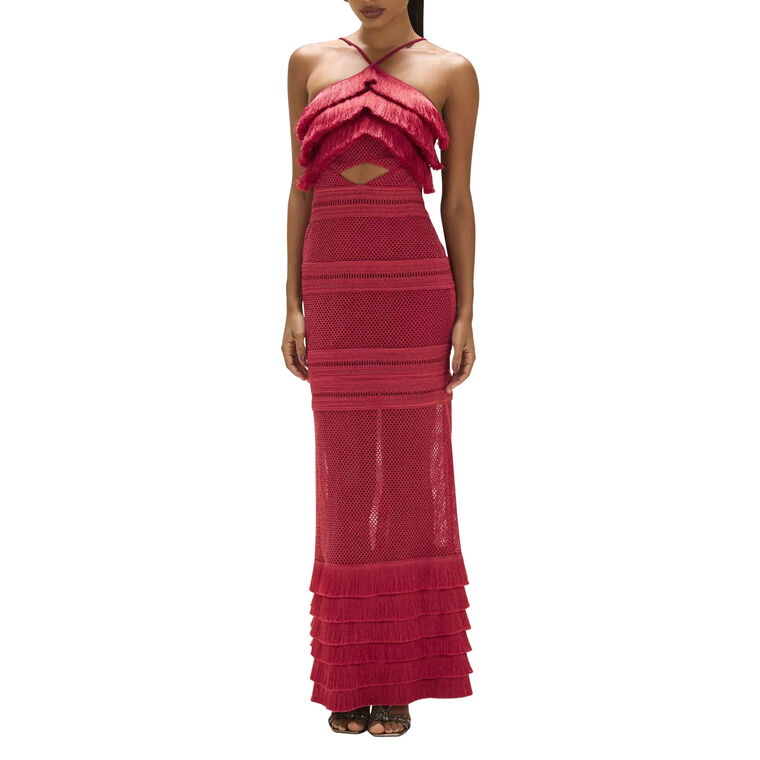 Radiant Fringe Halterneck Maxi Dress image number null