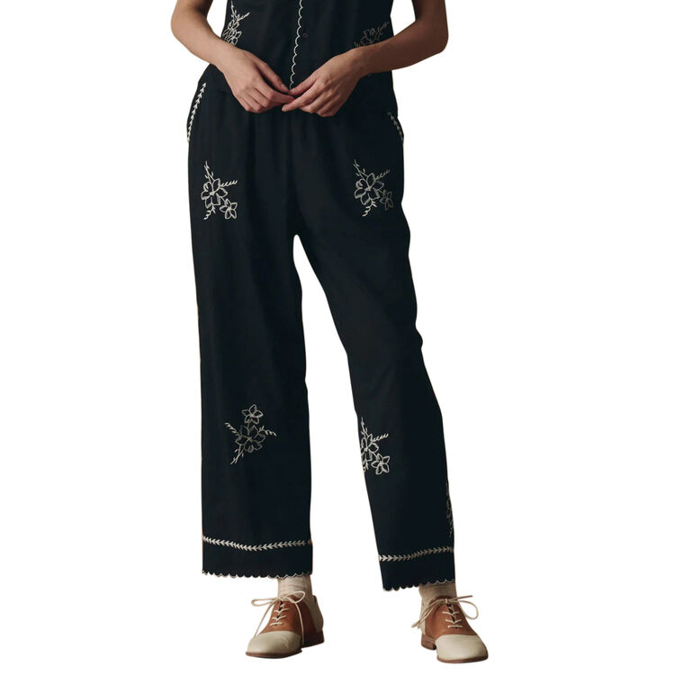 The Weekend Pant With Hanky Embroidery image number null