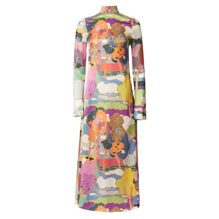 Nia Aurora Silk Midi Dress image number null