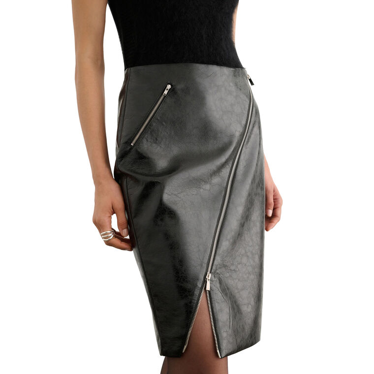 Verna Asymmetrical Zip Front Skirt image number null