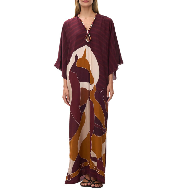 Andina Hand-Embroidered Crepe De Chine Maxi Tunic image number null