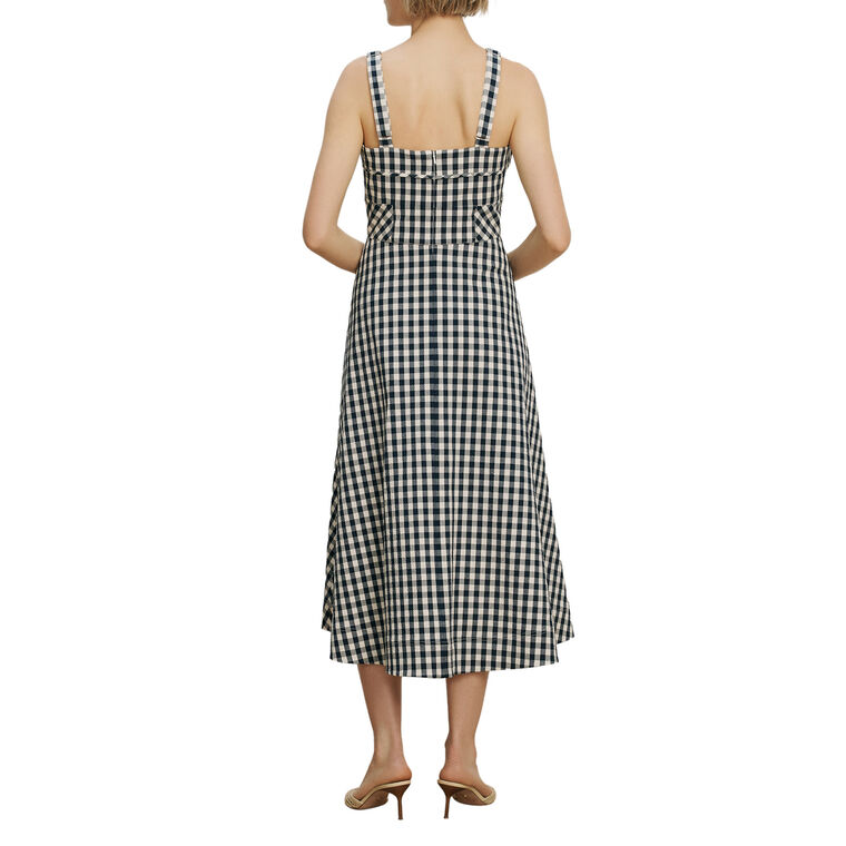 Aila Sleeveless Seersucker Gingham Midi Dress image number null