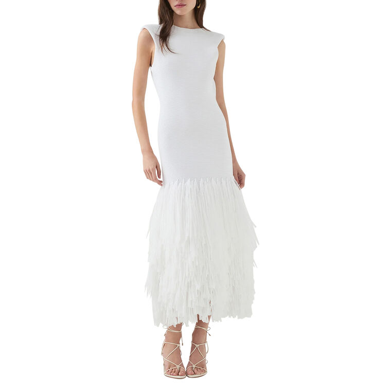 Rushes Sleeveless Raffia Knit Midi Dress image number null