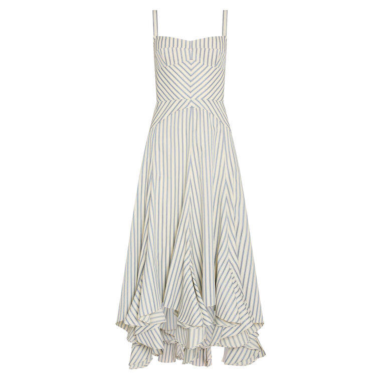 Monterey Sleeveless Striped Ruffle Hem Midi Dress image number null
