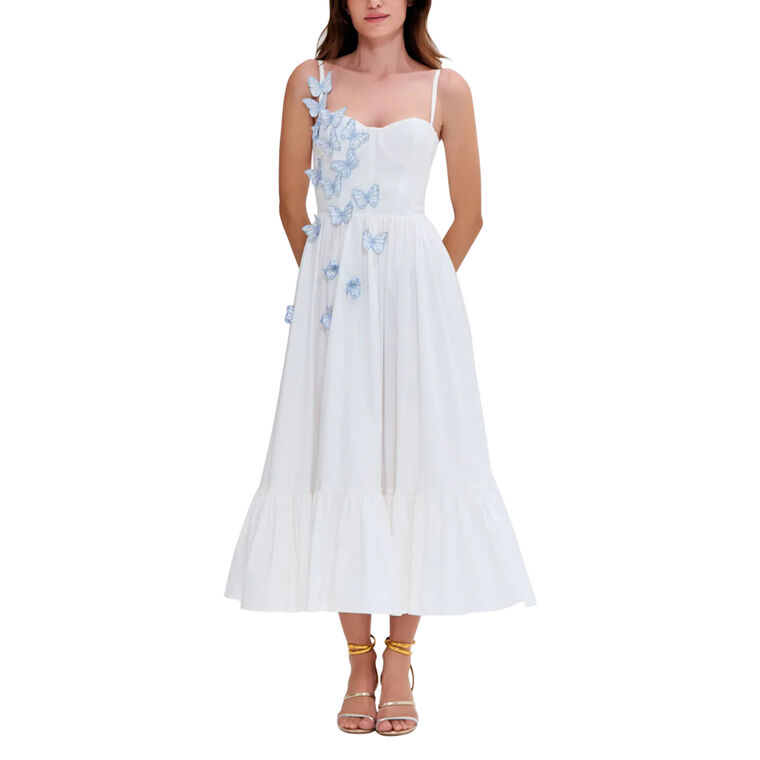 Flutter Poplin Butterfly Sleeveless Midi Dress image number null