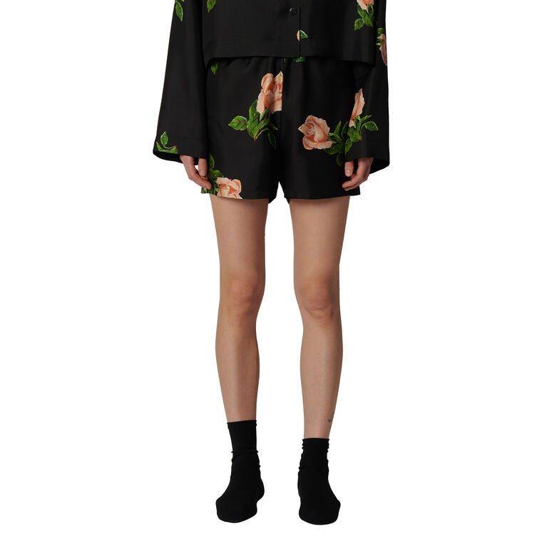 Dylla Printed Tailored Silk Twill Shorts image number null