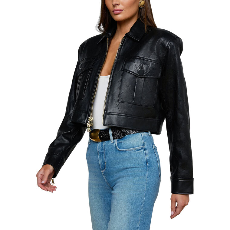 Micah Oversized Cropped Leather Jacket image number null