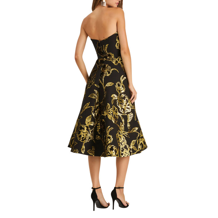 Vivi Floral Gold Embroidery Dress image number null