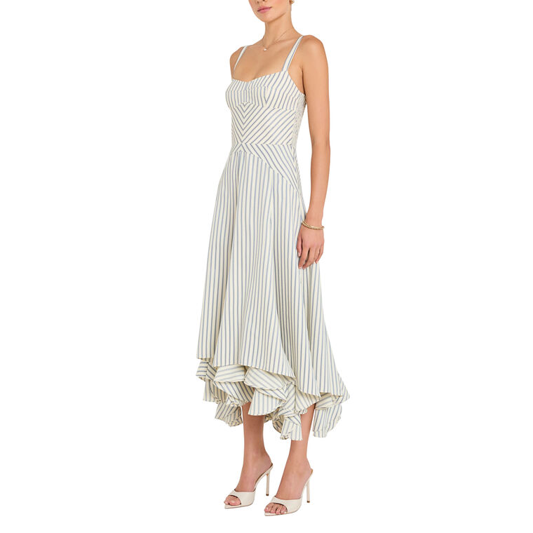 Monterey Sleeveless Striped Ruffle Hem Midi Dress image number null