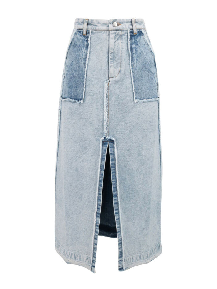 Oona Frayed Denim Skirt image number null