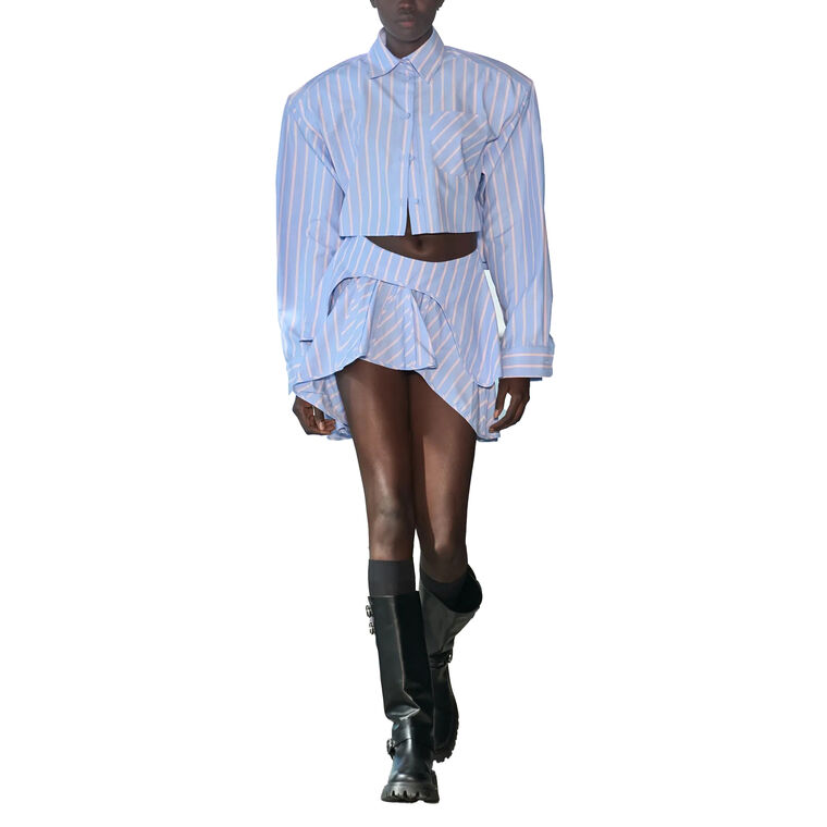 Randall Stripe Cotton Cropped Button Down image number null