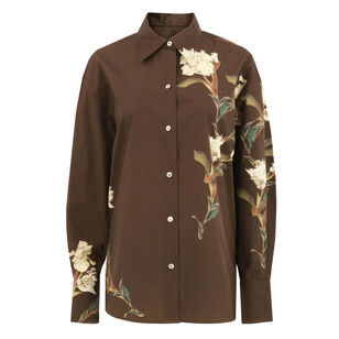 Placed Iris Cotton Button-Front Shirt