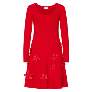 Susan Long Sleeve Scoop Neck Knit 3D Floral Mini Dress