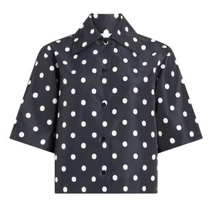 Short Sleeve Recycled Faille Polka Dot Blouse