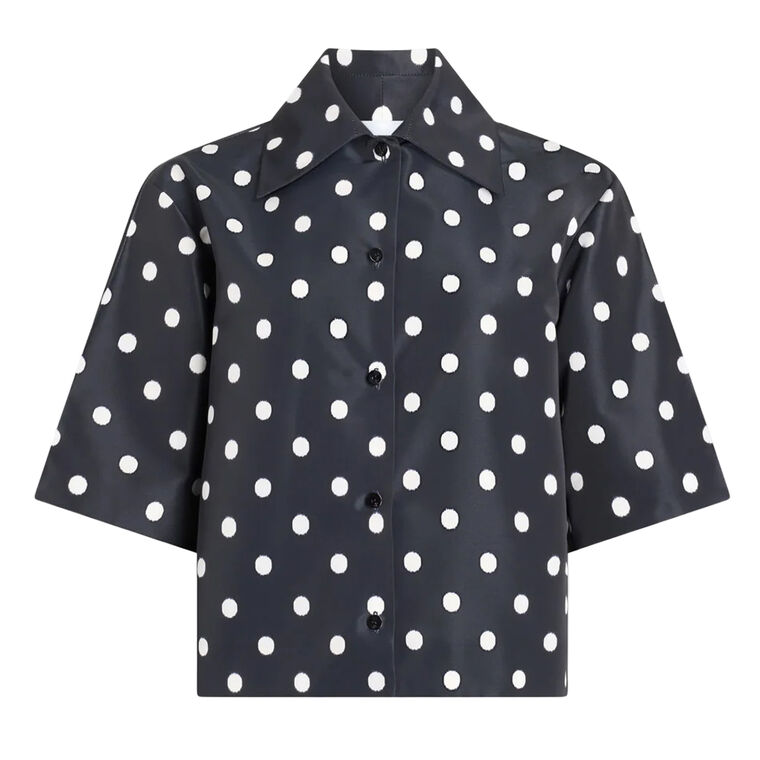 Short Sleeve Recycled Faille Polka Dot Blouse image number null