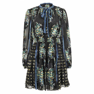 Maris Necktie Long-Sleeve Mini Dress