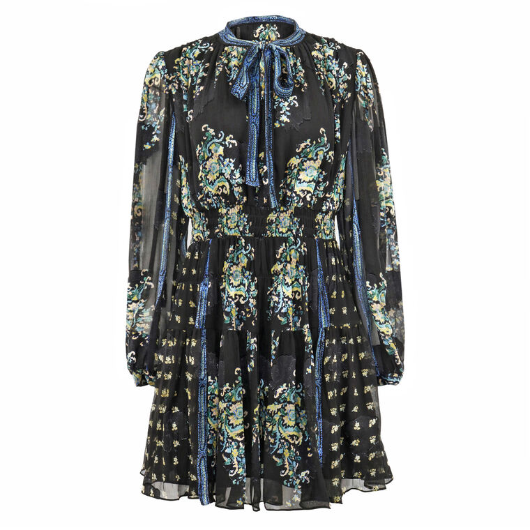 Maris Necktie Long-Sleeve Mini Dress image number null